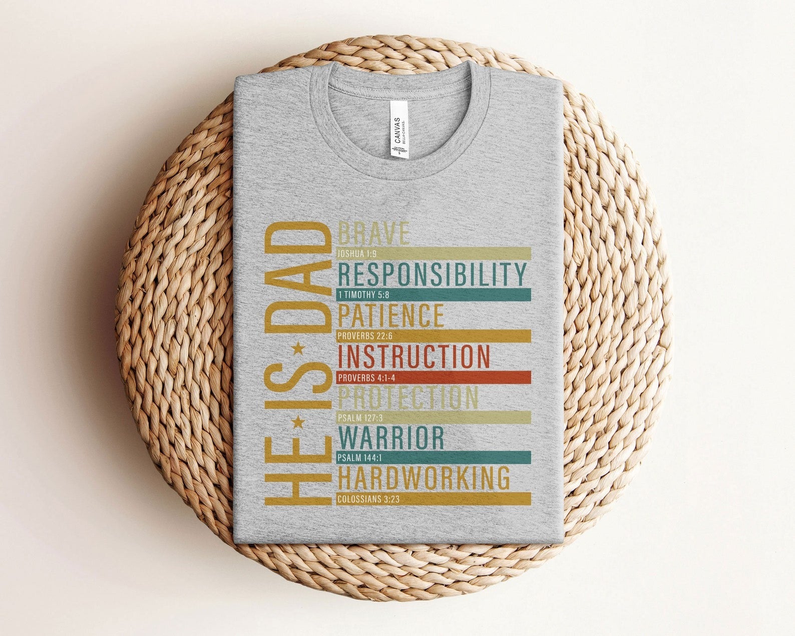 Christian Dad Shirt - Bible Dad Shirt - Brave Like David Warrior Like Joshua - Christian T-Shirt - Father's Day Gift - He is Brave Dad Shirt